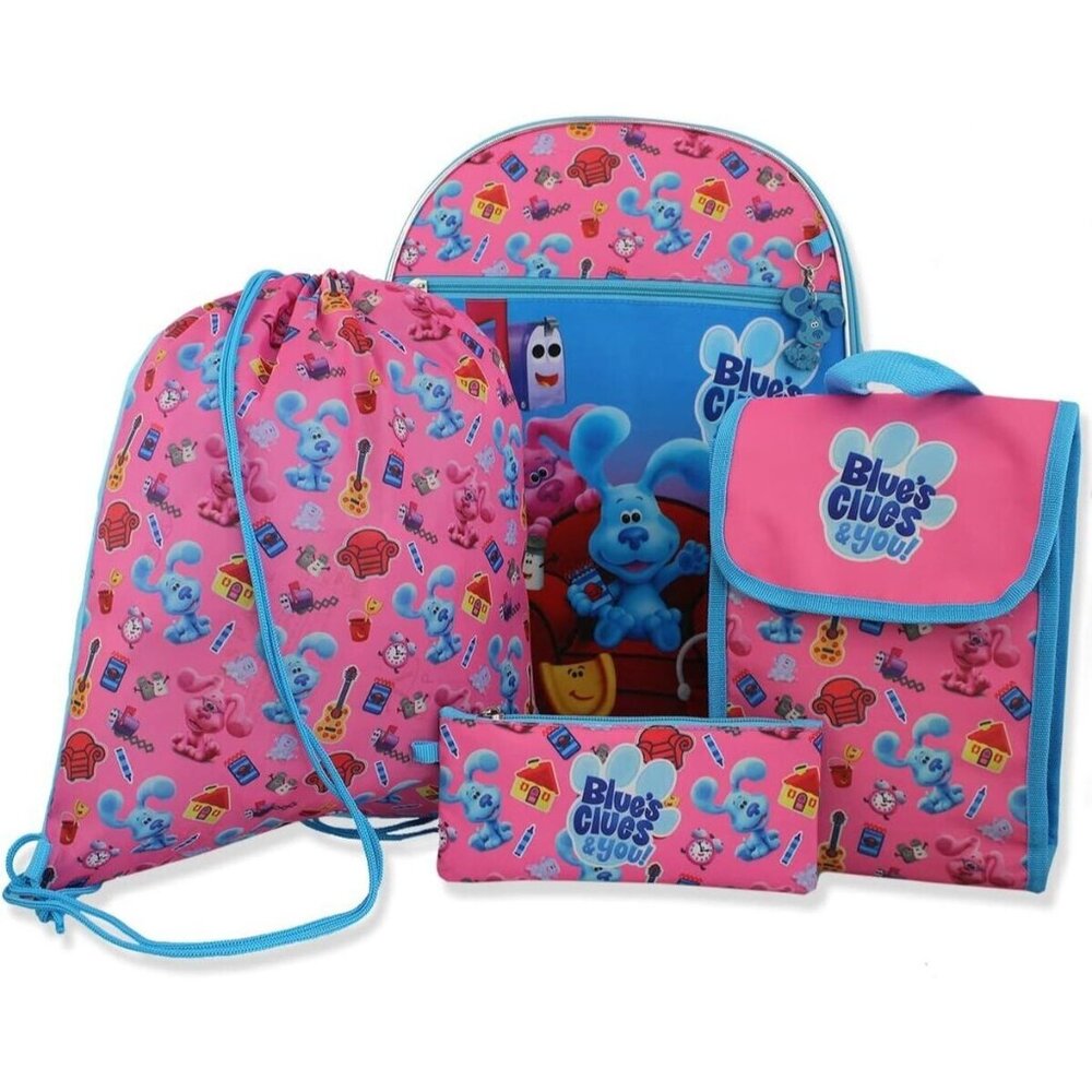 Nickelodeon Blue's Clues & You Girls 16" Backpack 5 piece School Set pink NWT